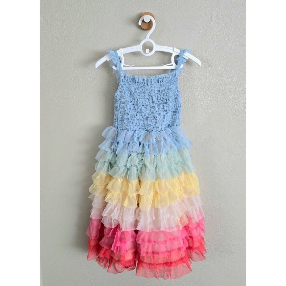 EUC Mini Boden Rainbow Skirt Tulle Dress, Size 7/8